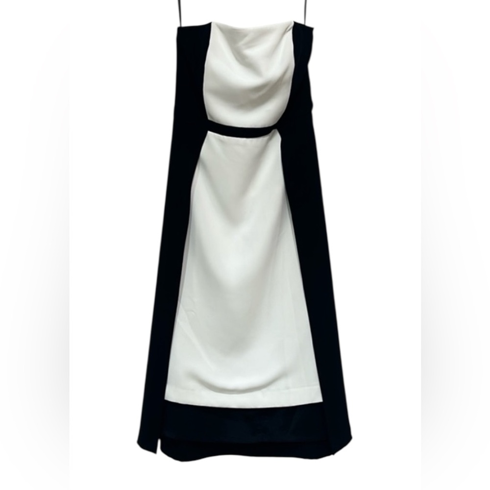 White House Black Market Strapless Black and White Dress